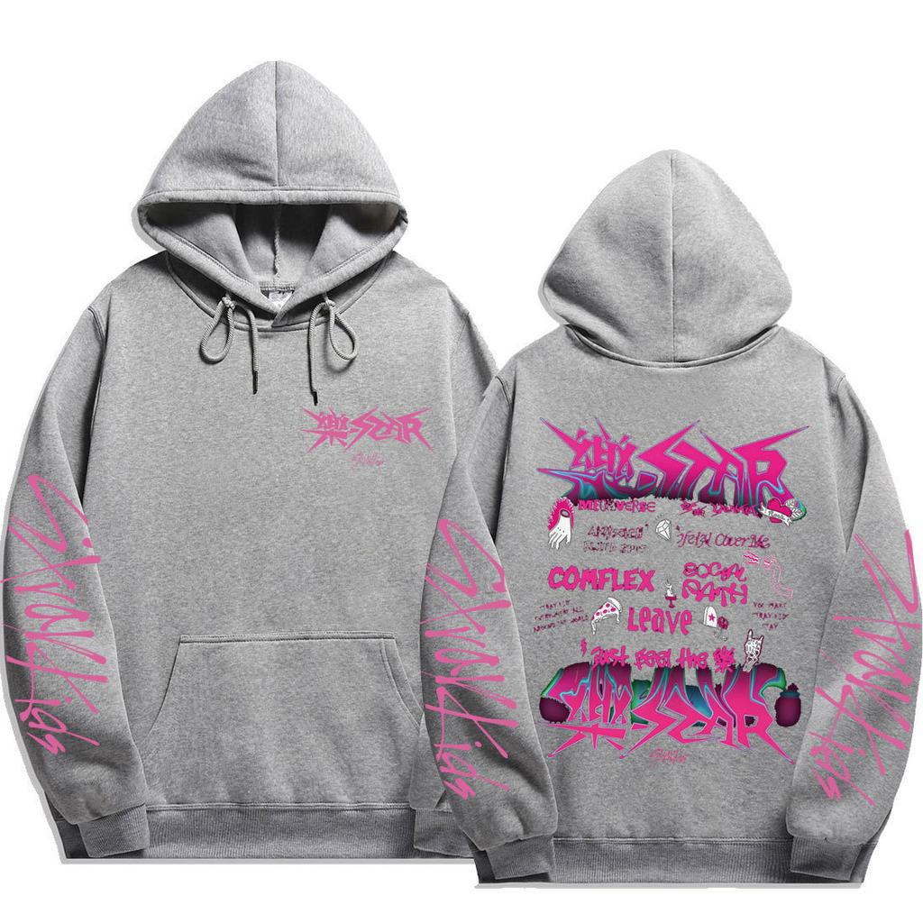 Stray Kids Pullover Hoodie Front Song Titles Icons Gradient Dripping Logo Just Feel Drawstring Hood Oversized Unisex K‑Pop Streetwear Fan Merch