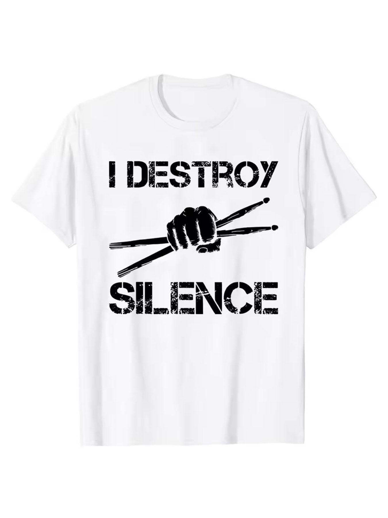 Drummer Retro Vintage Evolution Of Unisex Drumsticks Drumset Drum Set T Shirt Harajuku Cotton I Destroy Silence Drumming T-shirts S