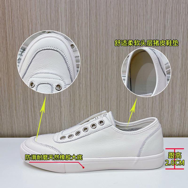 Die erste Schicht Rindsleder kleine weiße Schuhe Damen 2025 Frühling neue flache Schuhe vielseitige Einzelne Schuhe lässige vielseitige Damenschuhe