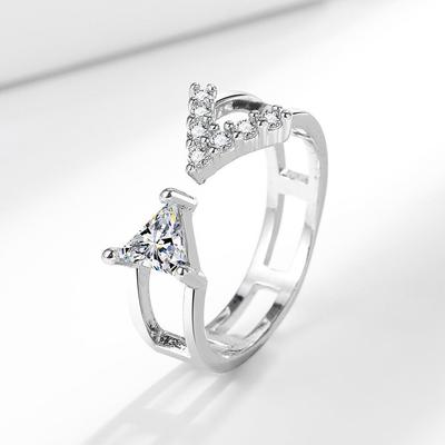 Light Luxury Style Niche Letter Design High-End Sense Texture Personalized Zircon Open Index Finger Ring