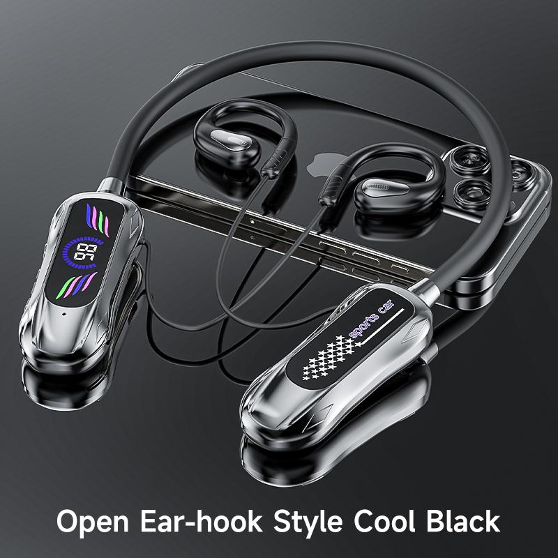 NEW Sports Car Shape Surround Sound Neckband Open-ear LED Display Headsets Wireless Bluetooth Headphones Sports Gaming Earphones