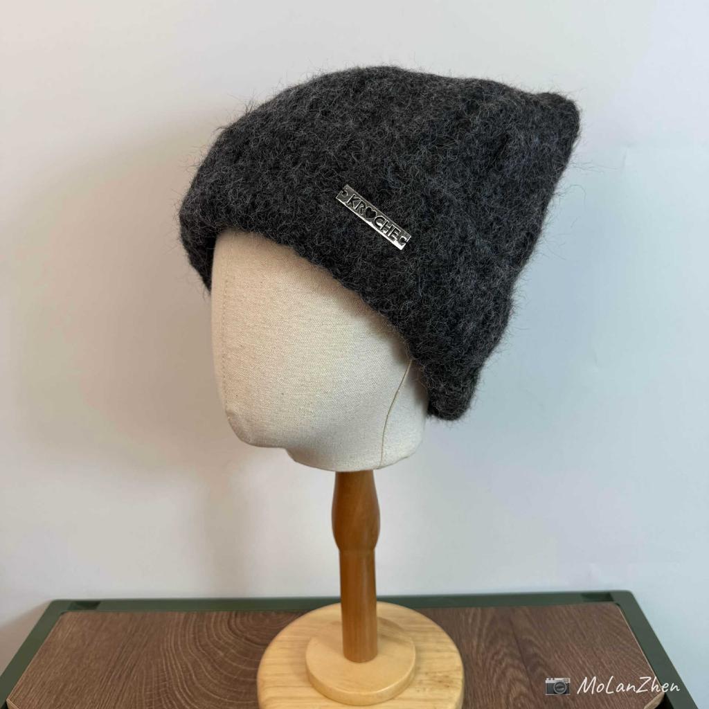 Katzenohren Wollmütze großer Kopfumfang Damen niedliche Kälteschutzmütze Herbst und Winter verdickt kältebeständig warm gestrickte flauschige Mütze