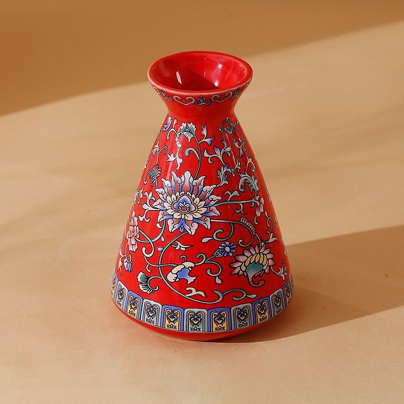 Small Ceramic Vase for  Handmade Elegant Vintage Chinese Painting  Enamel Glazed Porcelain Decorative Vases for Office Home