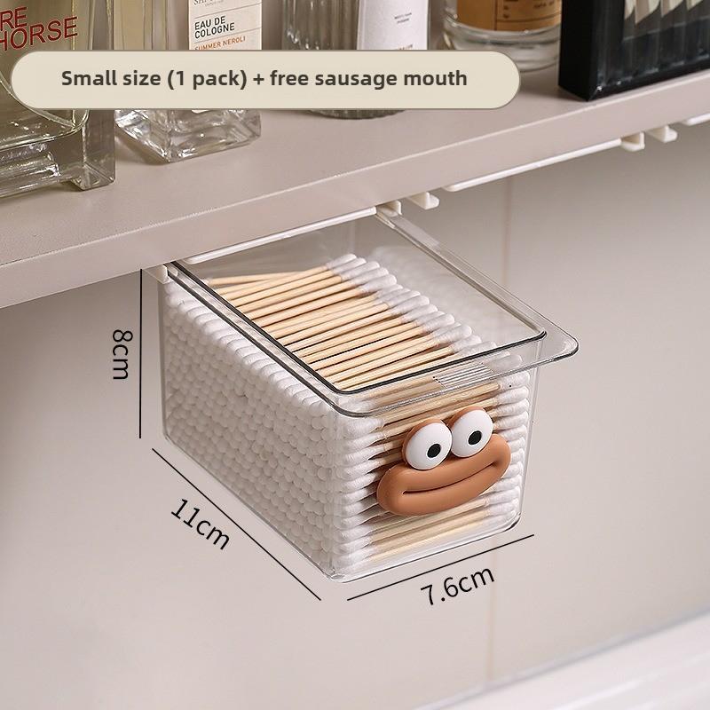 

PET Drawer style storage box makeup remover cotton cosmetics swab storage bathroom cabinetno punching washbasin storage rack