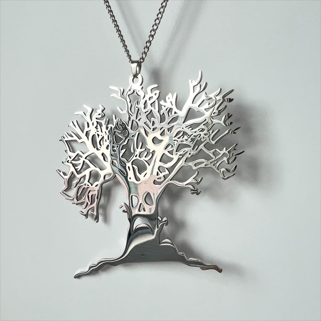 Nuova Collana Albero Spaventoso Moda Acciaio Inossidabile Albero della Vita Ciondolo Catena per Collo Gotico Hip Hop Cthulhu Gioielli di Halloween