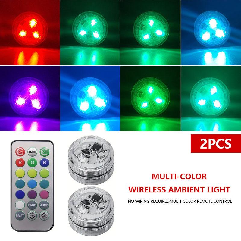LED Car Interior Ambient Light Decoration Wireless Adhesive Bicycle Tail Light Auto Roof Atmosphere Lamp Diamond Diving Light