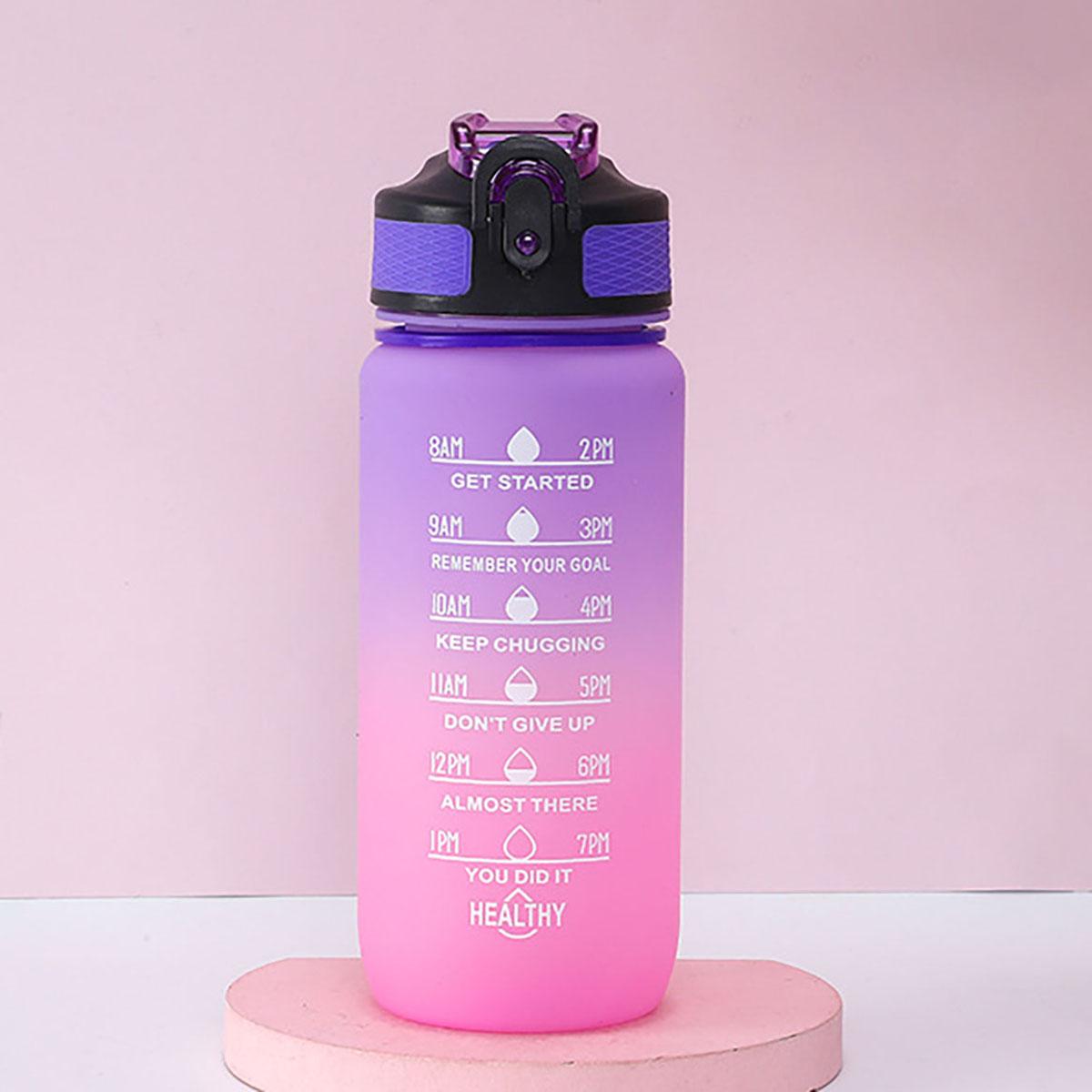 

1pc Colorful Water Bottle Motivational Drinking Bottle Sports Water Bottle with Time Marker Portable Reusable Plastic Cups 501-600ml