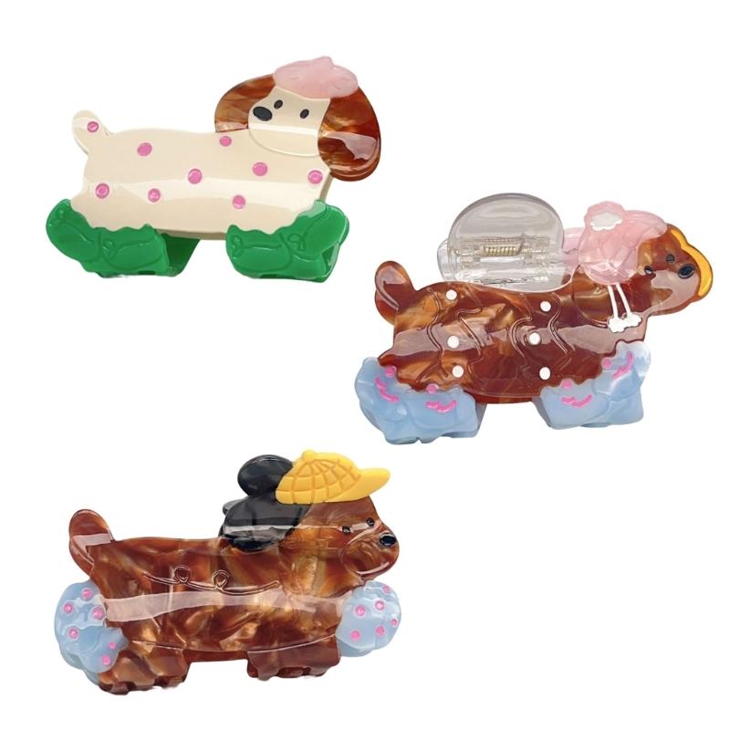 Cartoon Dog Shaped Hair Clip Claw Strong Grip Barrettes Trendy Hair Accesories for Gym Workouts and Casual Outings