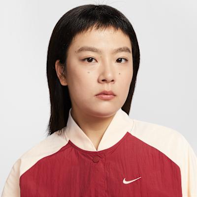 Women's Nike Swoosh Jackets Women's Red/Ecru Stand Collar Moderate Other