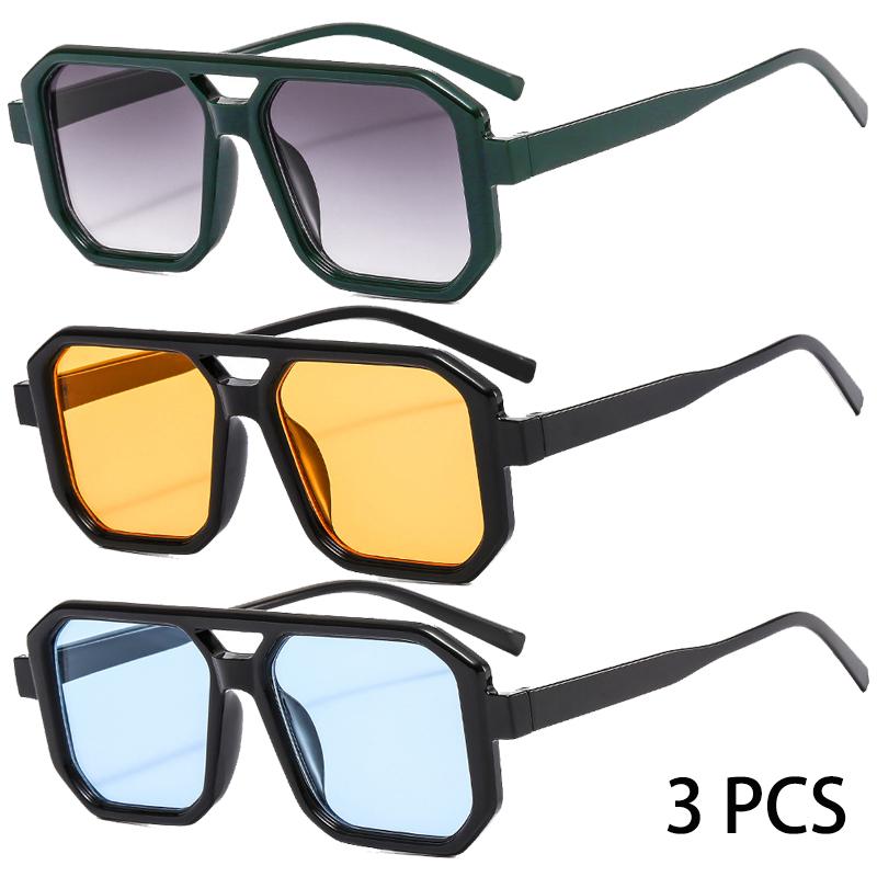 1/3 Pcs Trendy Square Decoration Shades Retro Oversize Gradient Women Sunglasses Men's Brand Sun Glasses for Driving Fishing