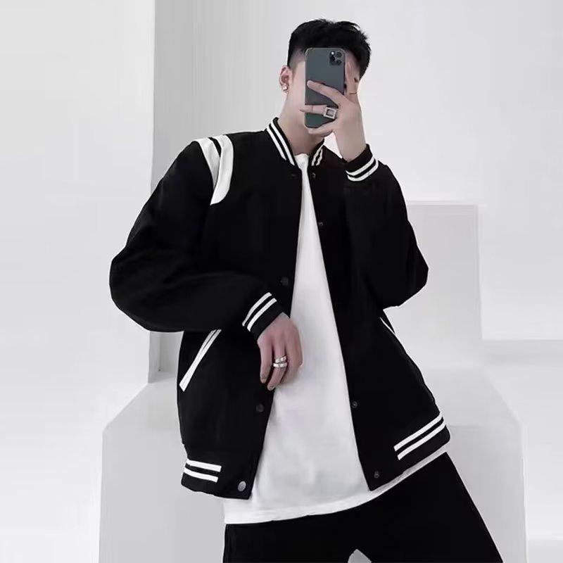 

Мужская модная бейсбольная куртка в японском стиле — весна/осень, дизайн с цветовыми блоками, повседневная спортивная одежда высокого класса M