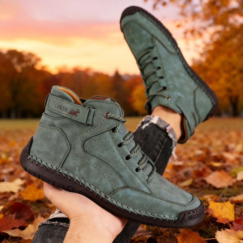 Men's Outdoor Bare Boots Vintage Classic Handmade Leather Work Shoe Soft Sole Comfort Breath Casual Loafers Men's Driving Shoes