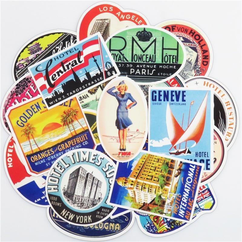 55pcs/lot Vintage Old Fashioned Style Luggage Suitcase Travel Stickers Gifts Hot