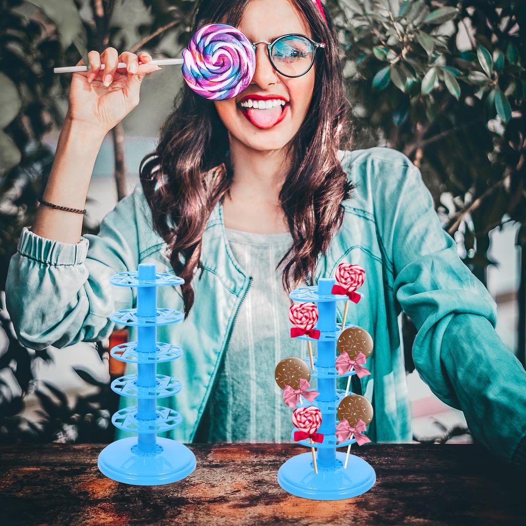 2Pcs Premium PP Reusable Lollipop Stand 5-Tier Candy Display Holder for Party Favors Decorative Lollipop Display Base