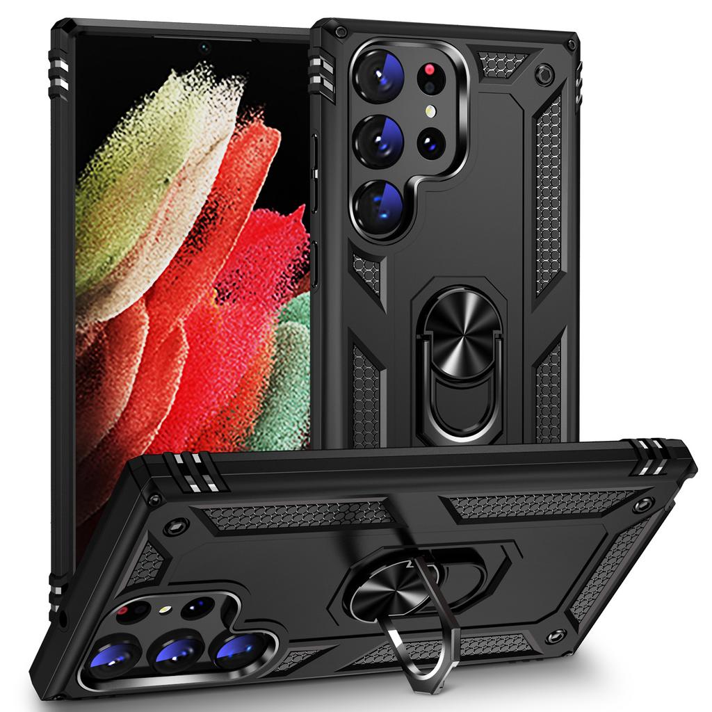Stoßfeste Stoßstangen-Rüstungshülle für Samsung Galaxy S22 S23 Ultra S21 5G S20 FE S8 S9 S10 Plus Note 20 8 9 10 Lite Metallringabdeckung