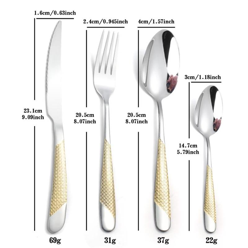 24pcs Stainless Steel Tableware Set, Including Knife, Fork, Spoon and Coffee Spoon Gift Box, Dishwasher Safe.