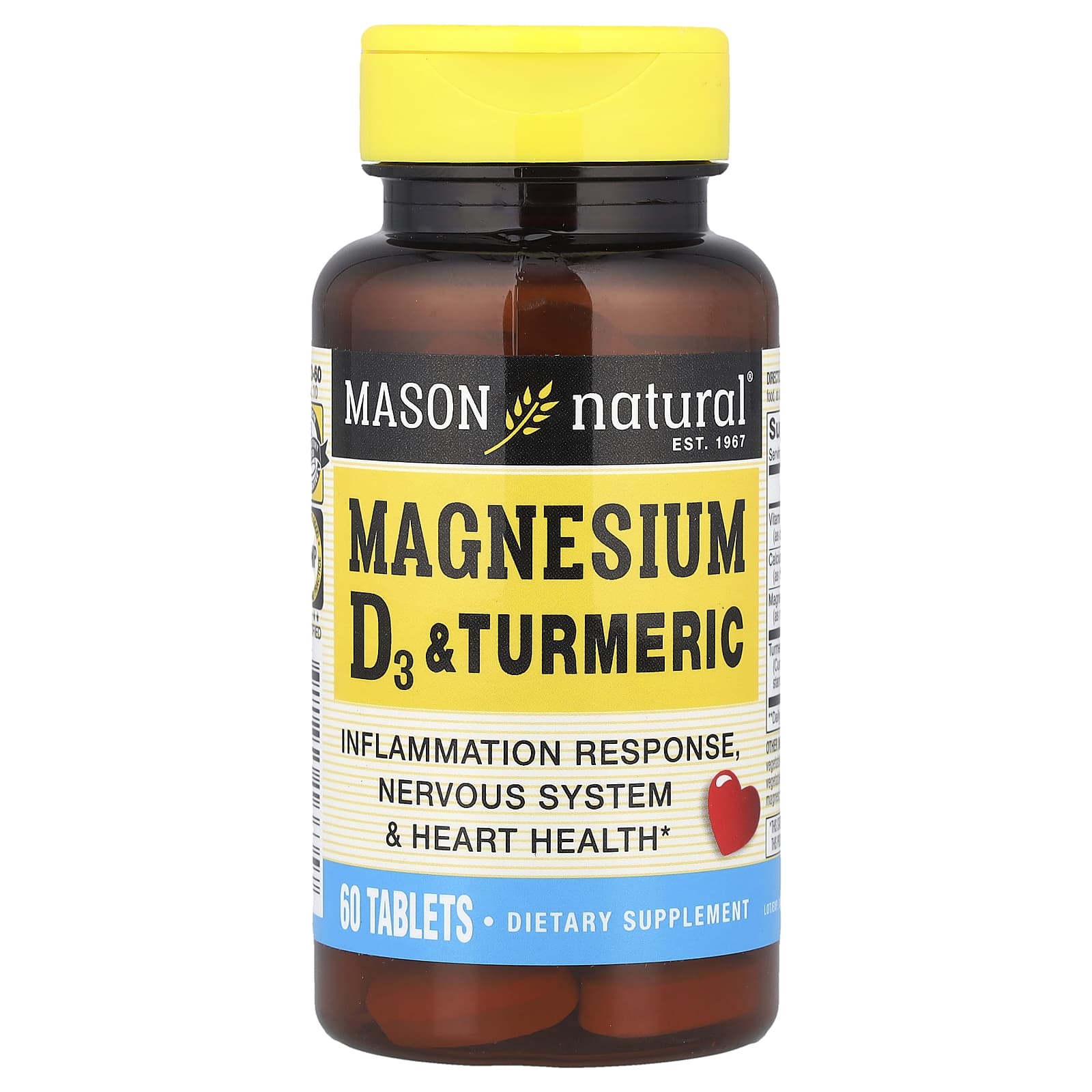 

Magnesium, Vitamin D3 and Turmeric, 60 Tablets