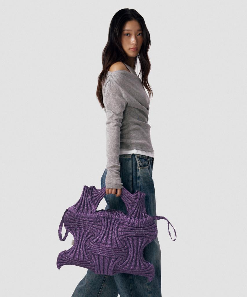 Pleatsmama Big Bow Bag Glitter Deep Purple