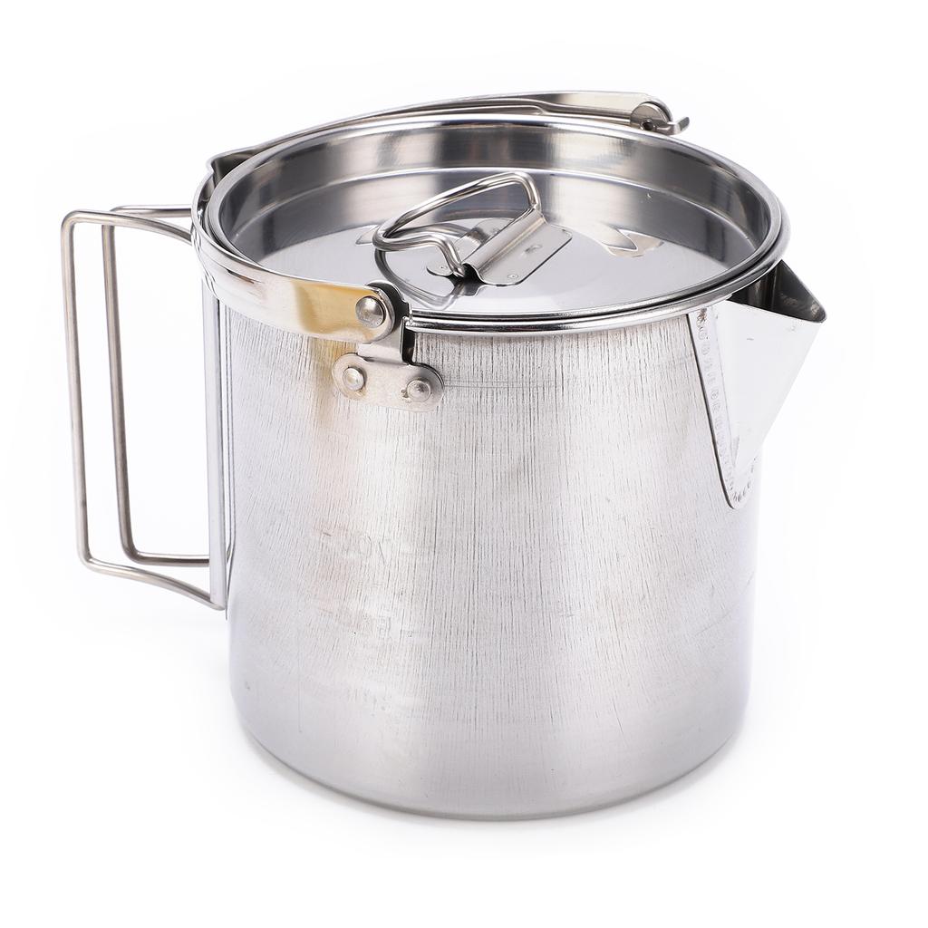 Camping Kettle Stainless Steel HeatResistant Anticorrosion Durable Sturdy Portable Hiking Pot