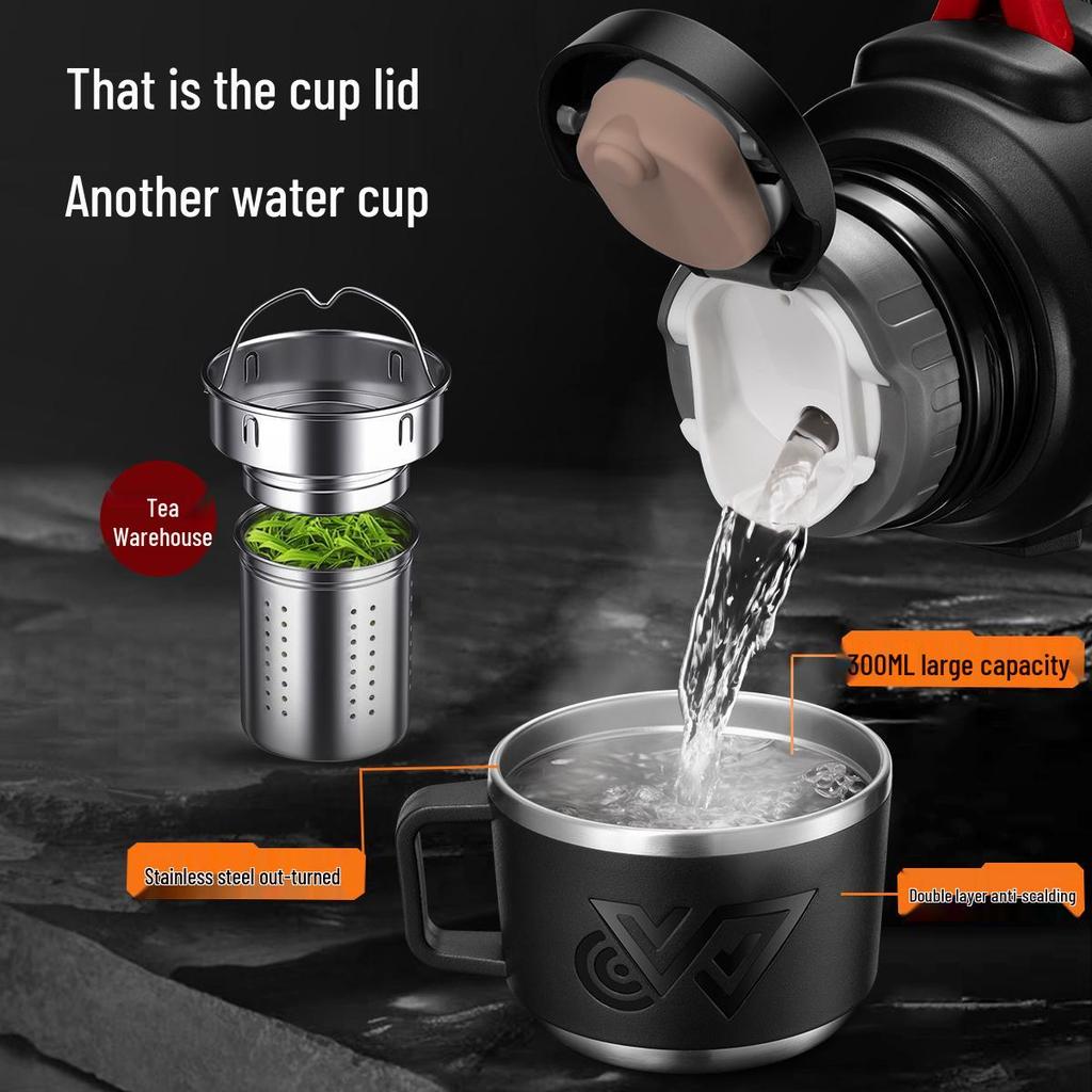 Large Capacity Stainless Steel Insulated Travel Thermos Flask - Portable, Multi-Use Hot Water Kettle