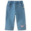 DAVE&BELLA Girl's Elastic Denim Straight-Leg Pants