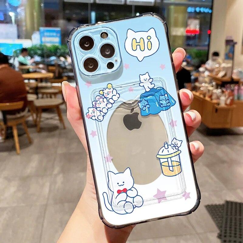 Divertente Custodia per Telefono Mostro Per iPhone 11 Custodia iPhone 14 Pro 12 13 15 Pro Max XR XS 7 8 Plus SE Trasparente con Supporto Porta Carte