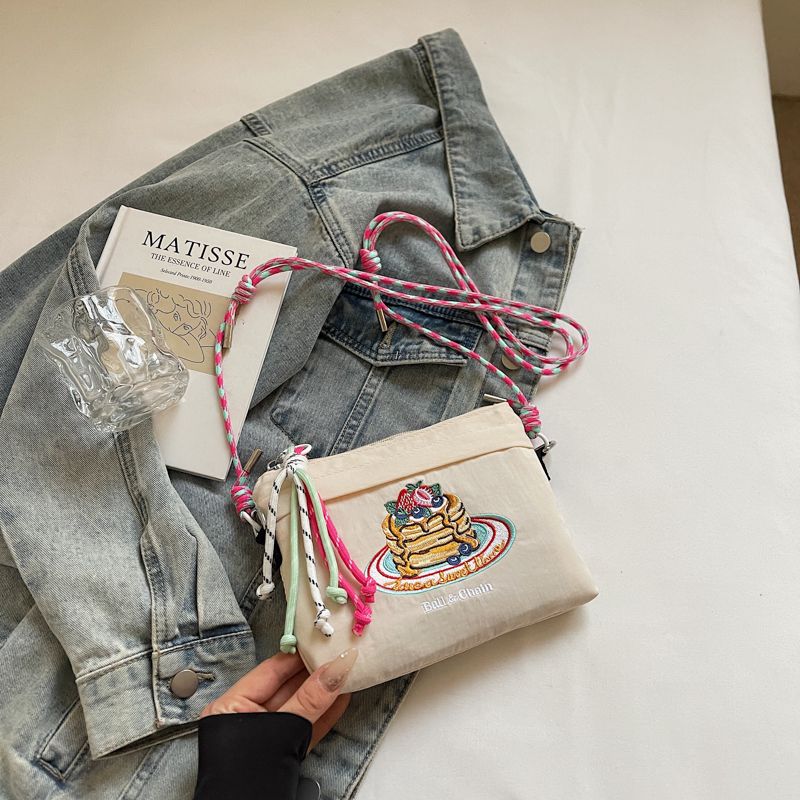 

Japanese and Korean Super Popular Canvas Lightweight Mini Bag Female 2025 New Arrival Classy Sentong Qin Crossbody Walking Phone Bag Rice White