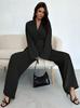 2025 Autumn/Winter European & American Fashion V-Neck Women's Elegant Long-Sleeved Wide-Leg Pants Set