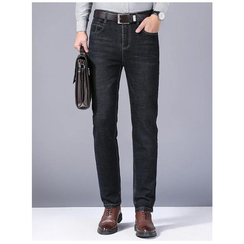 Men Fashion Straight Jeans Stretch Slim Fit Pants Comfortable Soft Business Denim Trousers Clothing