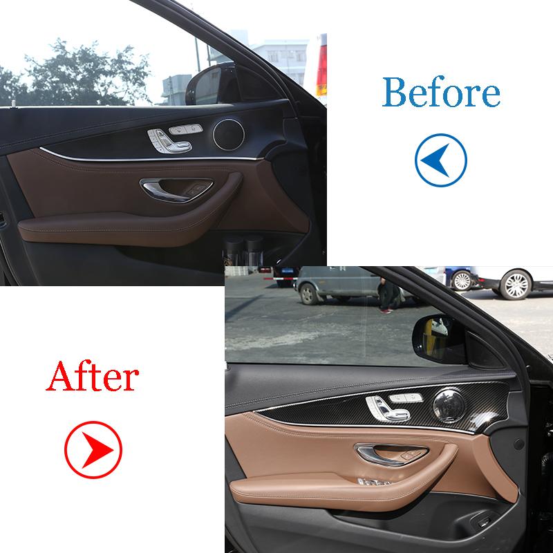 For Mercedes Benz E Class W213 E200 E300 2016-2026 ABS Carbon Fiber Interior Door Panel Cover Protective Trims Car Accessories
