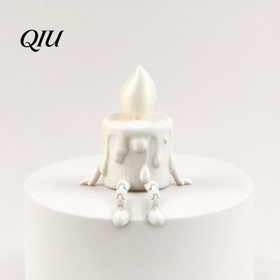 Dripping Wax Candle Decoration 3D Printing Ornament, Liquid Texture Sculpture with Melting Night Light Movable Joints, Adjustable Sitting Posture