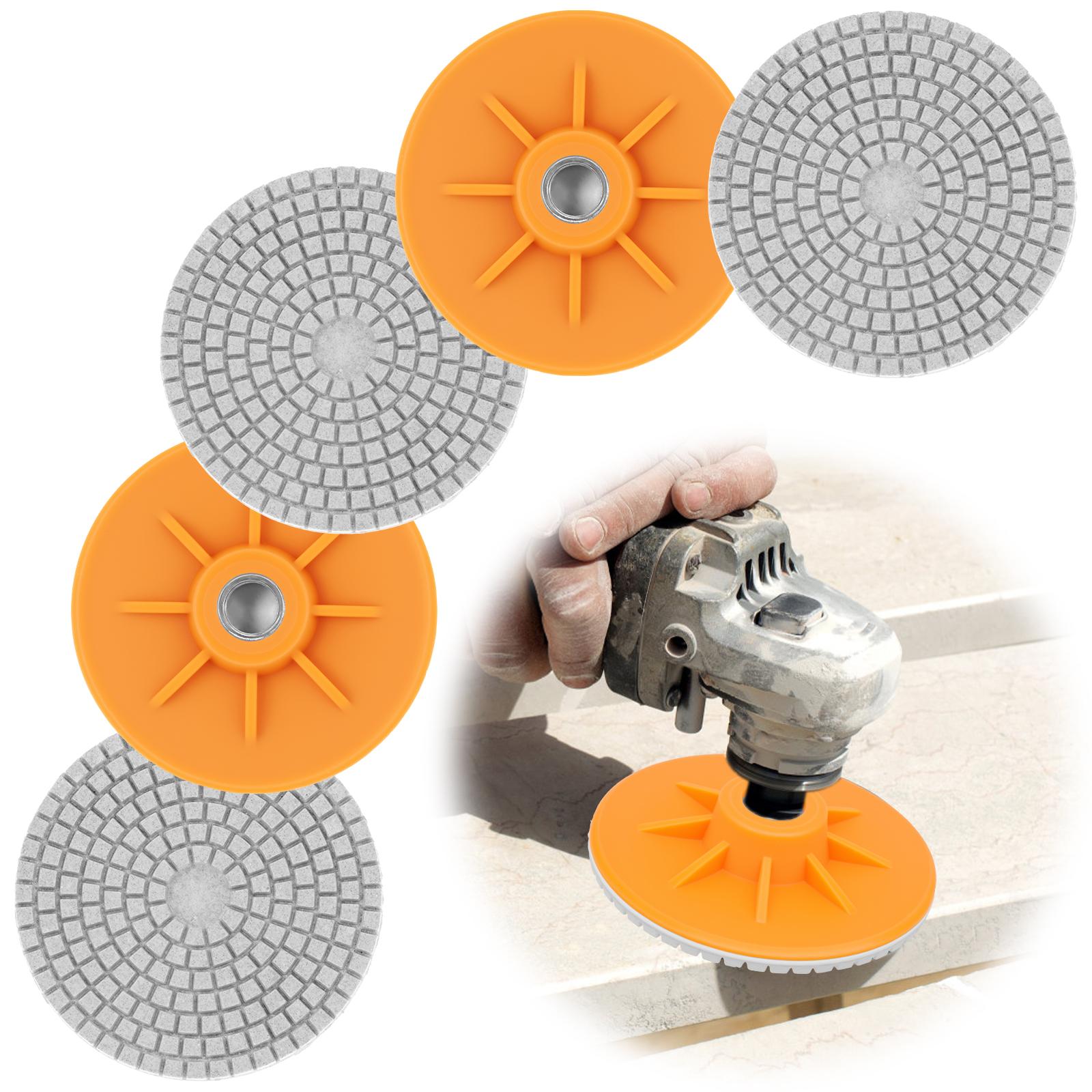 

5Pcs 4inch 100mm Diamond Polishing Pads Kit Wet/Dry Efficient Granite Stone Concrete Marble Sanding Grinding Discs for Worktop