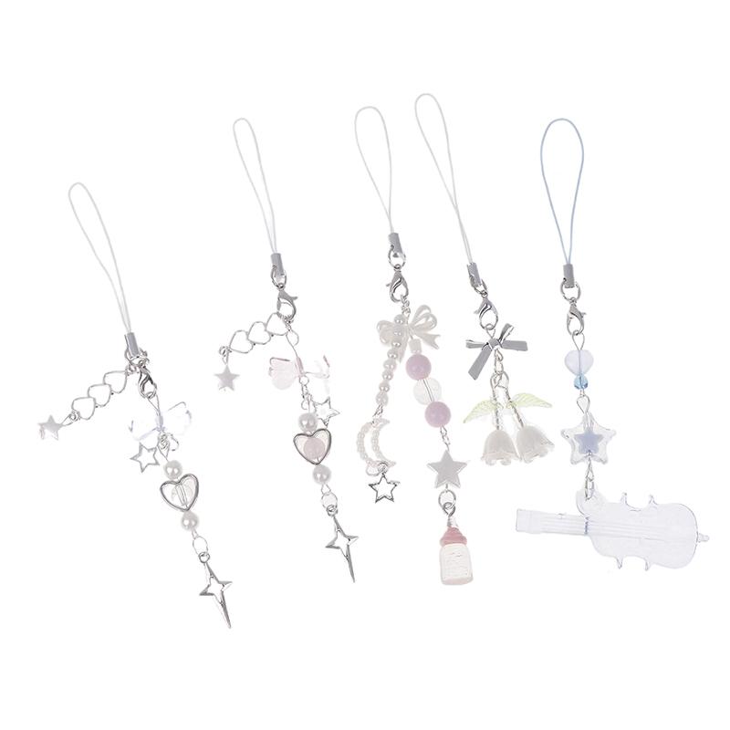 Handmade Beaded Pendant Delicate Phone Charm Lanyard Chain Keychain Pendant For Backpack Wallet Purse