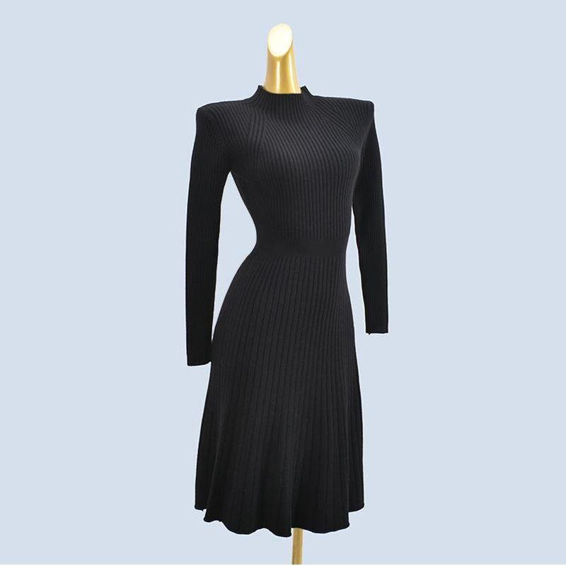 Easiest for Match Western Style Knitted Dress Female Outwear Autumn and Winter Tight Waist Slim Looking Midi Skirt Match with Coat Base Sweater