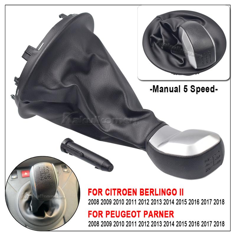 For Peugeot Partner Citroen Berlingo II 5 Speed Gear Stick Shift Knob Level Leather Boot 2008 2009 2010 2011 2012 2013 2014-2018