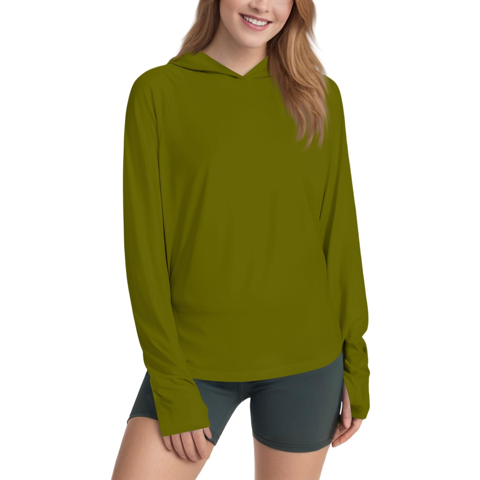 

Женская рубашка Sunblock Ice Silk с капюшоном Upf 50+ с длинным рукавом, легкая быстросохнущая футболка для походов L армия зеленый