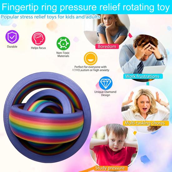 Fidget prsten pro dospělé a teenagery, rotující antistresový spinner pro soustředění