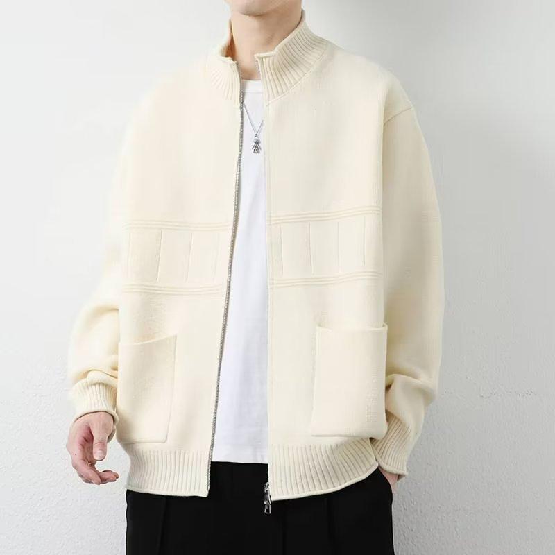 

Вязаный кардиган-куртка со стойкой, мужской, сезоны весна и осень, свободная повседневная куртка, повседневная качественная мужская одежда, зимнее нижнее белье XXXL абрикосовый
