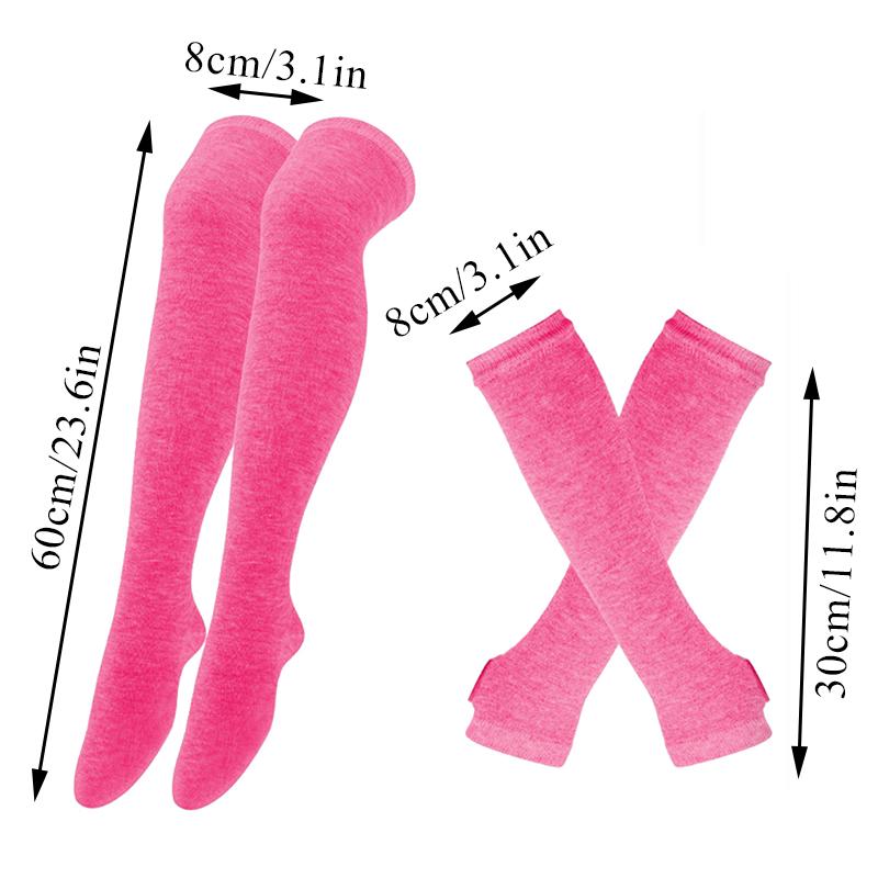 Women Girls Over Knee Long Stripe Printed Thigh High Striped Cotton Socks Gloves Sweet Cute Plus Size Overknee Socks Long Gloves