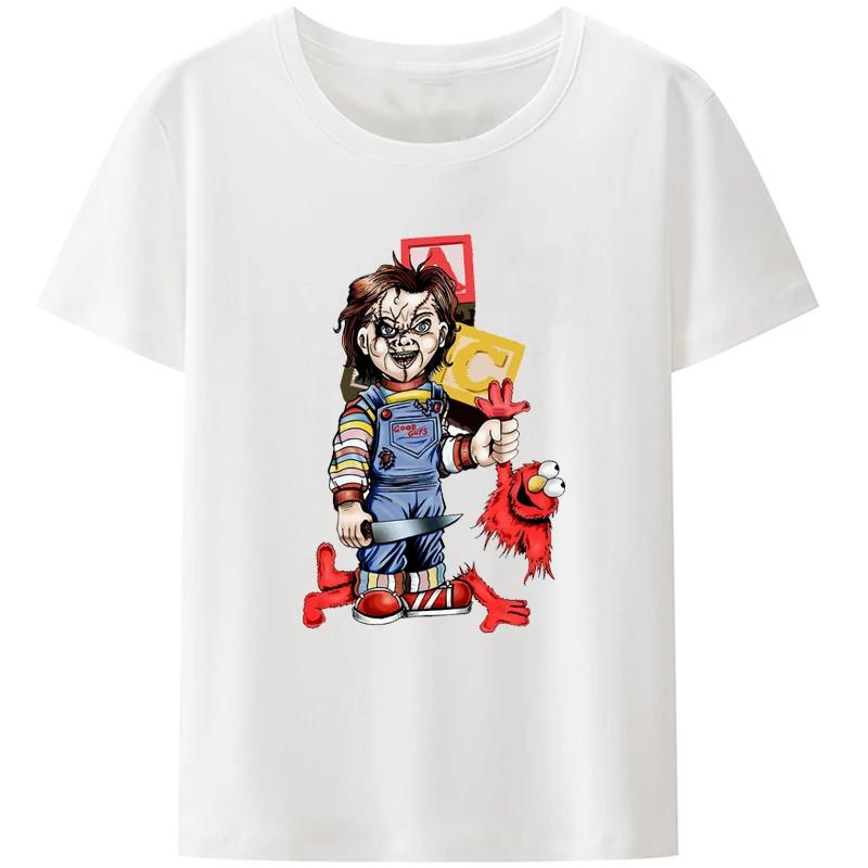 Horror Movie Chucky Cartoon Graphic T Shirts Hip Hop Short-sleev Fashion Tops Unisex Harajuku Casual Streetwear Camisetas
