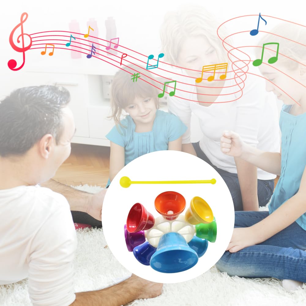 Colorful 8-Note Musical Bells for Kids - Orff-Style Percussion Handbell Toy with Mallets