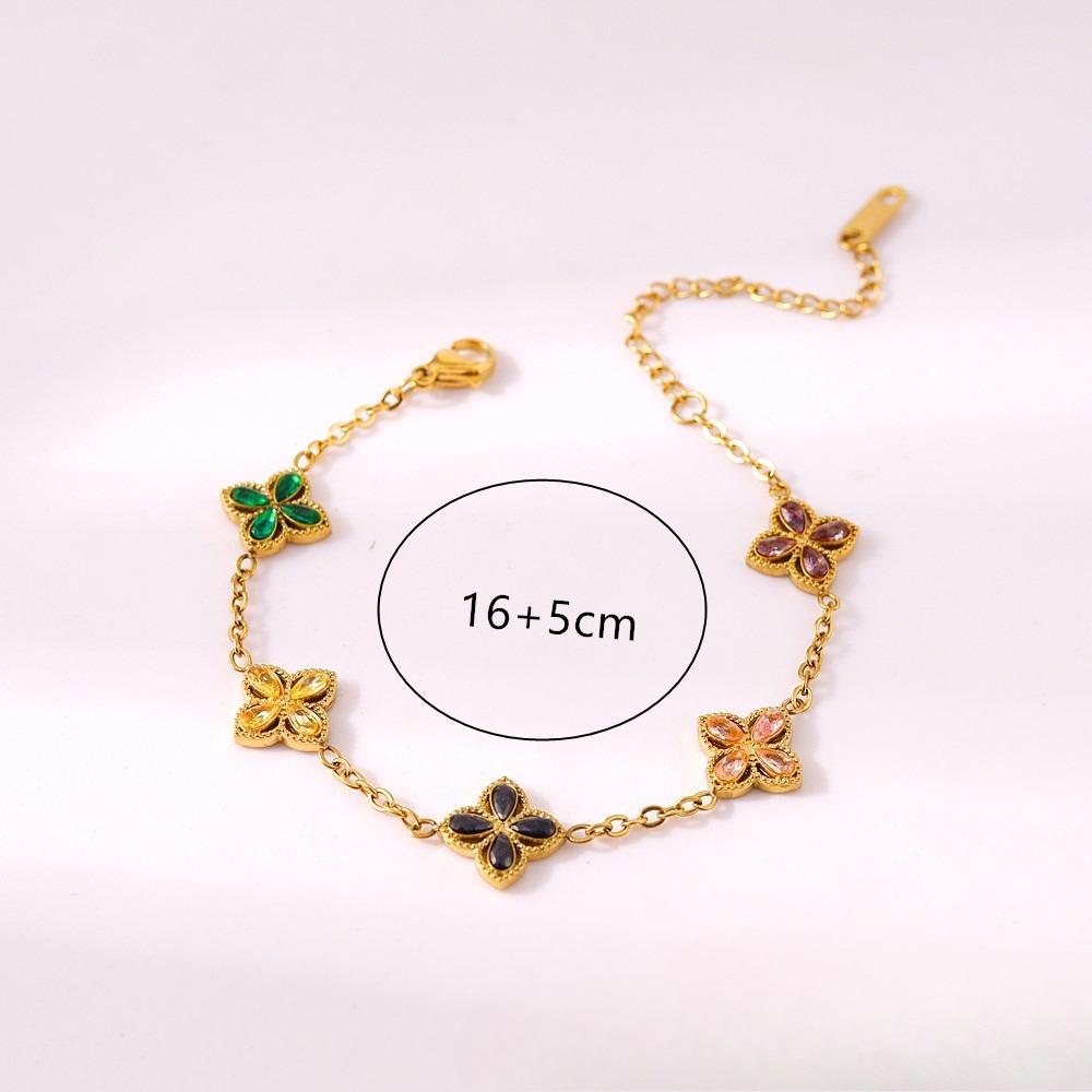 Four-leaf Clover Zircon Bracelet - Colorful Zircon Fashion Luxury Bracelet