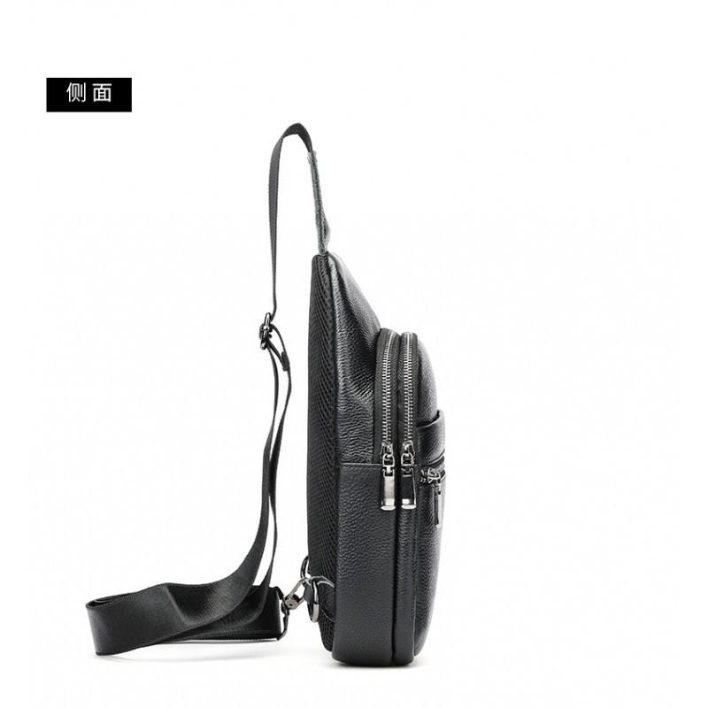 Men's Bag Chest Leather Trendy Shoulder Top Layer Cowhide Crossbody Soft Backpack Casual