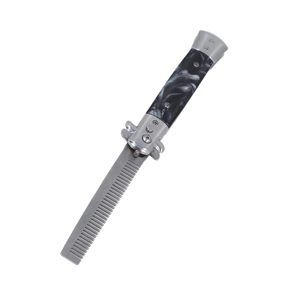 Klappkamm Edelstahl Automatischer Federkamm Faltbarer Taschenkamm Herren Öl Haarstyling-Bürste