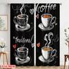 2pcs,2D Plane Printing Curtains Coffee Love Art Versatile Fabric (without Rod) Art Deco Festive Perfect for Bedroom, Living