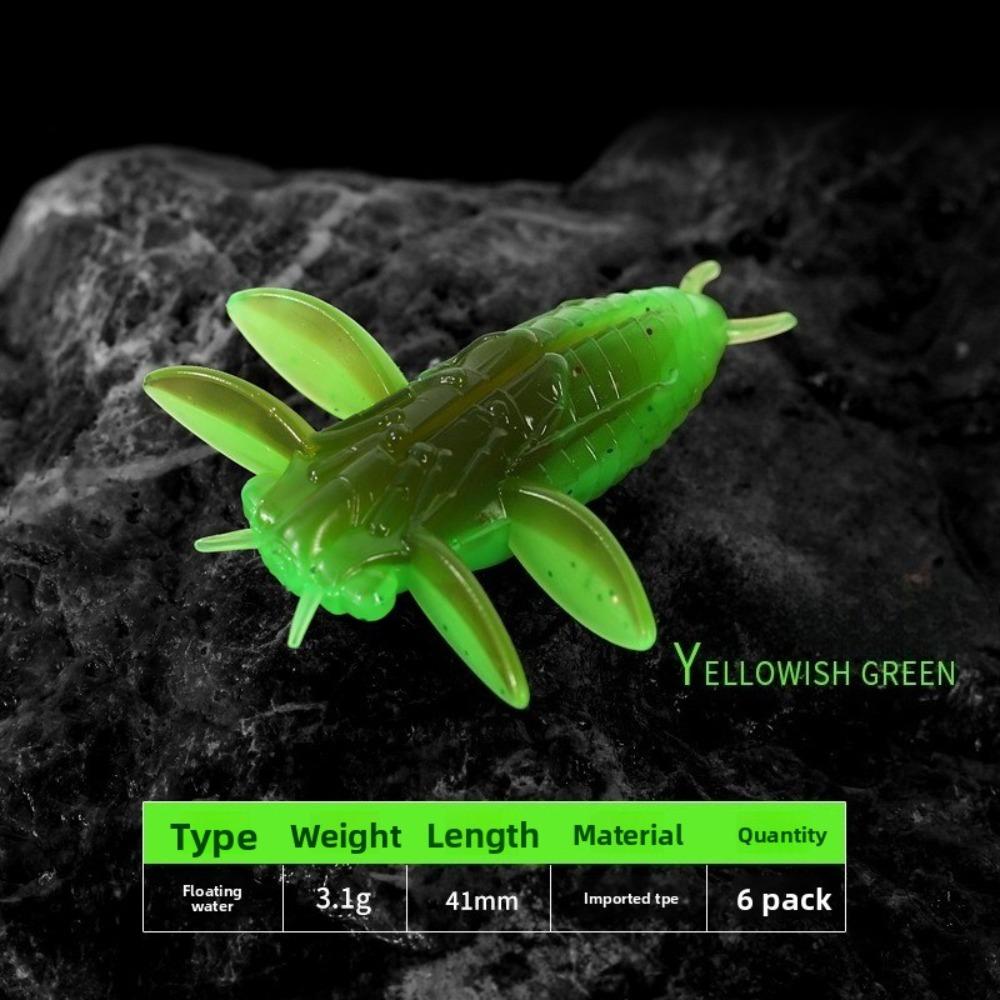 6Pcs Realistic Bionic Worm Lure Anti-hook snag Floating Bait Premium Soft Fishing Lure  Bass