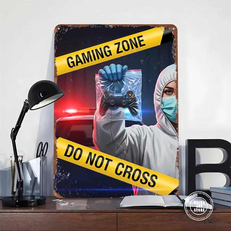 Gaming Zone Do Not Cross Metal Poster Customized Wall Art Retro Vintage Tinplate Signs for Man Cave Setup Decorations Wand Deko