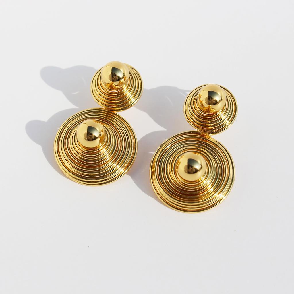Jewelry Coil Spring Round Exaggerated Earrings Trendy Cool Personality Water Ripple Ball Stud Earrings 649