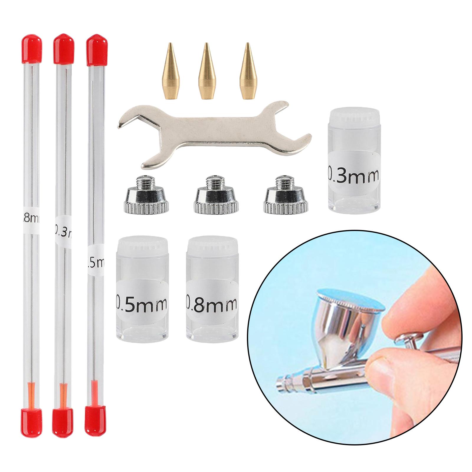

11 Pieces 0.3/0.5/0.8mm Airbrush Nozzle Equipment Mini Wrench Airbrush
