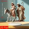 2D Flat Bohemian Style Acrylic Desktop Decoration, Maria, Joseph & Child on Donkey, Suitable for wall decoration, porch, room, villa, accents Home, Ha